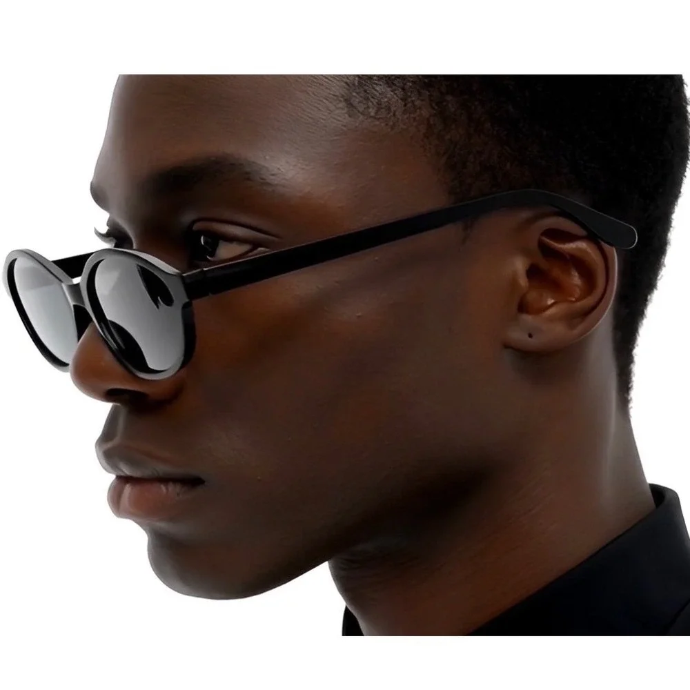 Black Oval Sunglasses Men's Narrow Frame Fashion Eyewear Retro Style Hip Hop New